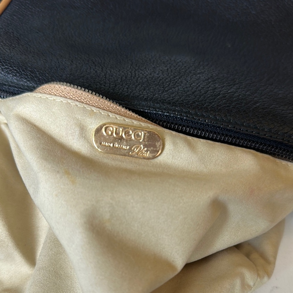 Vintage Gucci Plus Black Leather Crossbody Bag Mini 1980s - Picture 7 of 10